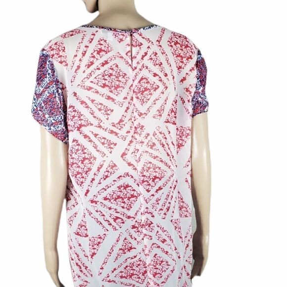 CAbi Coquette Semi Sheer Red, White & Blue Tunic Top - Picture 3 of 4